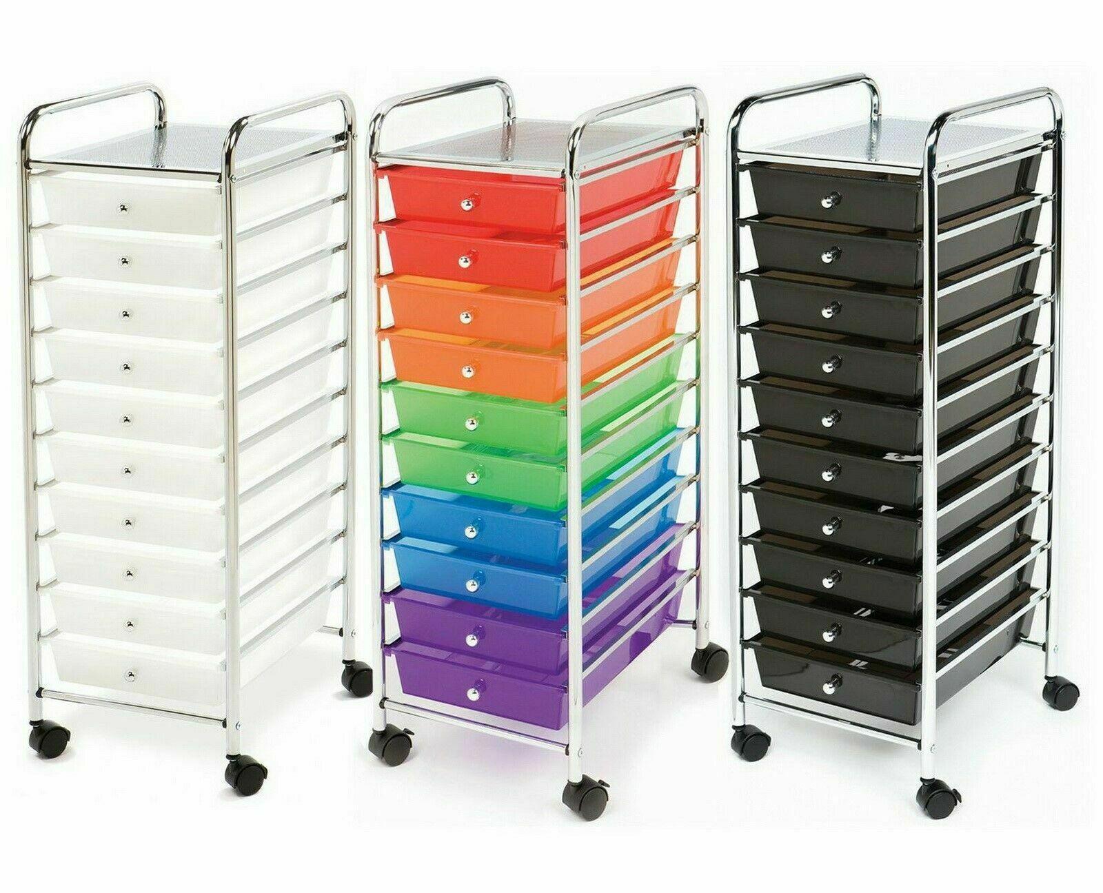 

10 Drawer Rolling Scrapbook Paper Storage Bin Organizer Cart Office School Tools