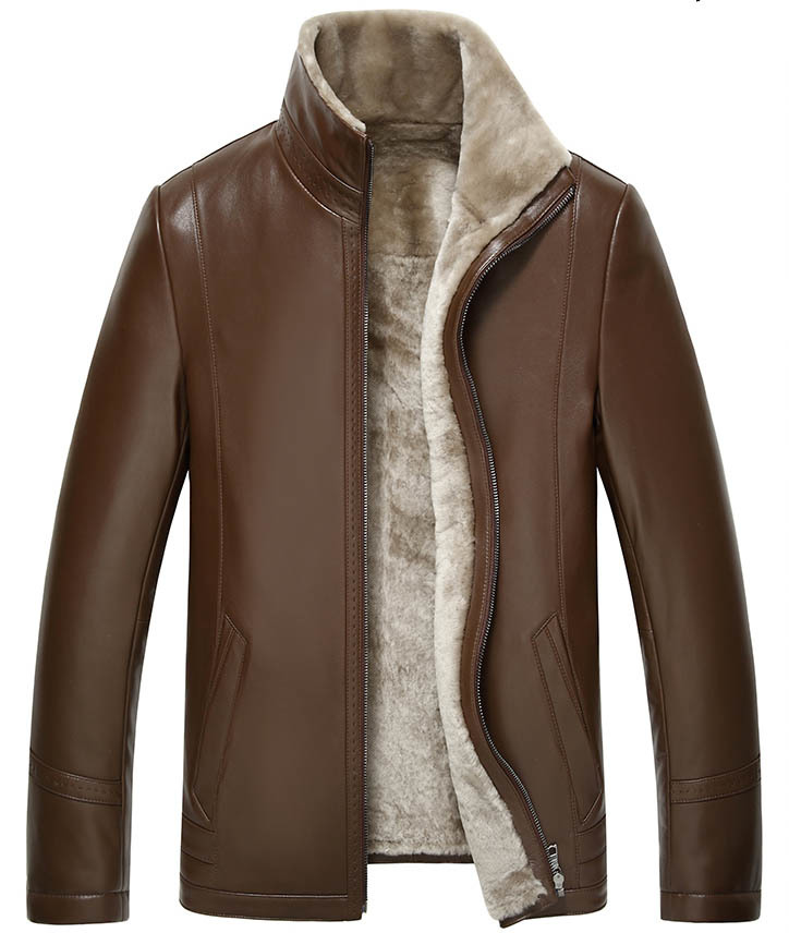 

Male 2020 Genuine Wool Make-up Fashion Thin Biker Casual Design Winter Dermis Leather Jacket 6sfv, Brown