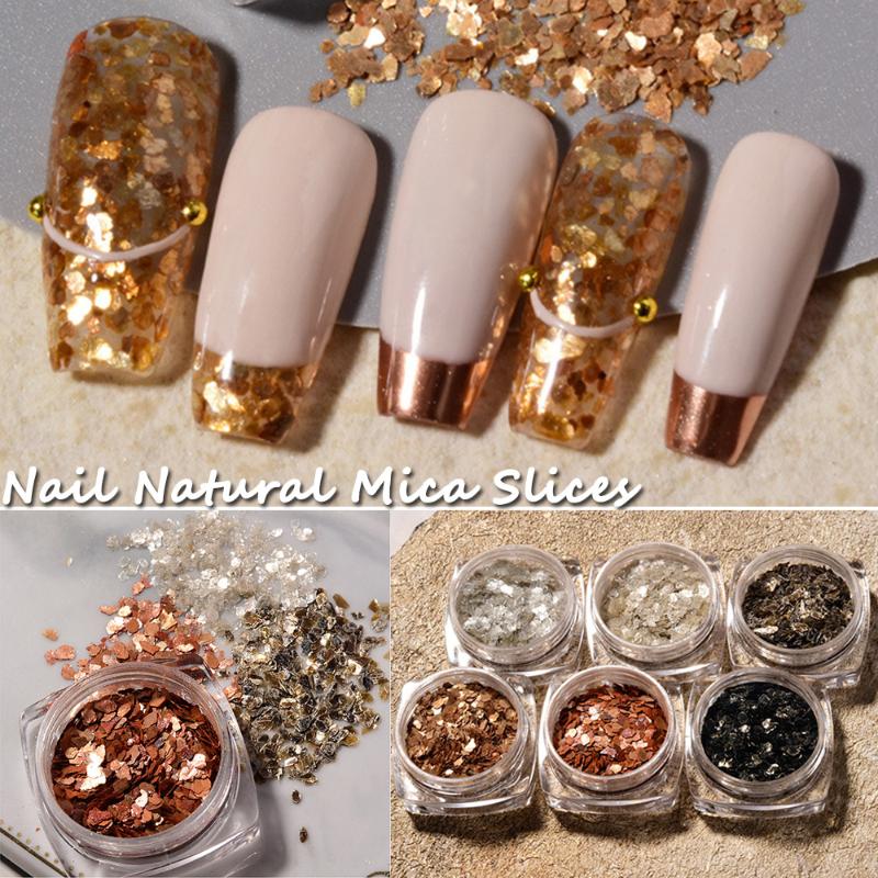 

2021 Nail Art Glitter Powder Mica Slice Sequins DIY Nail Flakes Sequins For Manicure Ultrathin Natural Art Decorations