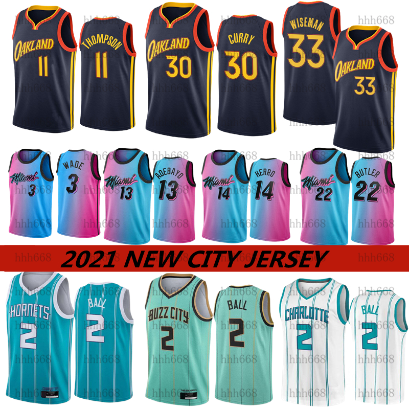 

Draft Pick 2 LaMelo Ball 30 Curry Tyler 14 Herro Jimmy 22 Butler Jersey Mint Green Blue New City Basketball Man Edition Stitched, Black;red