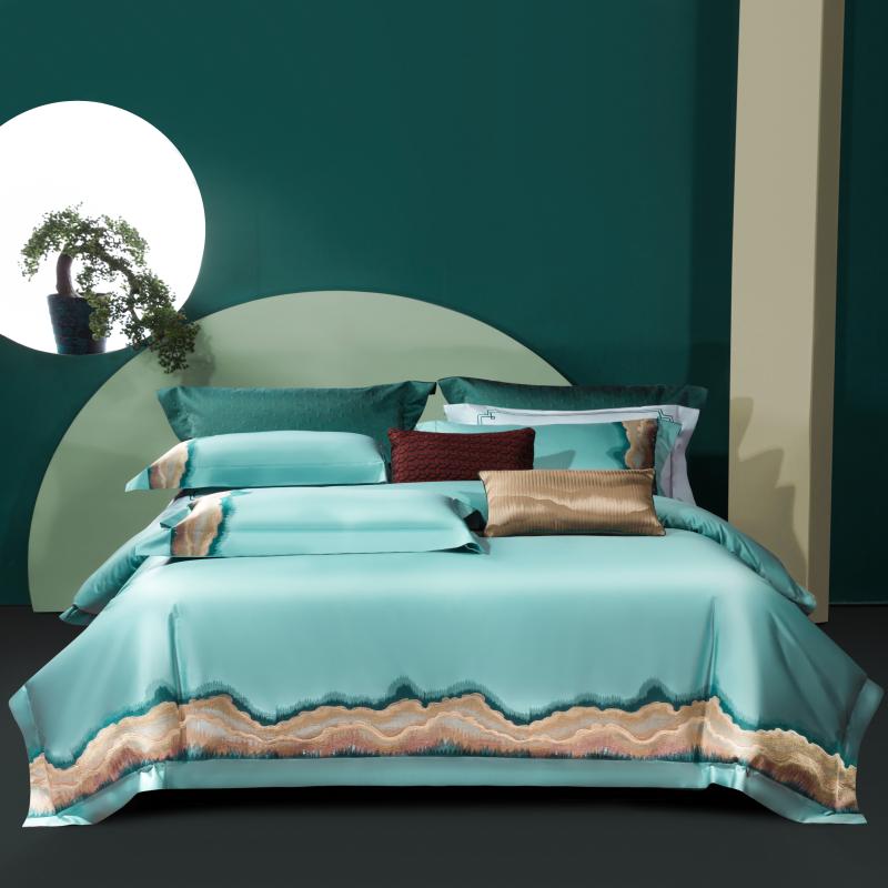 

100S 1000TC 3D King queen size Luxury Bedding set decorative bed duvet cover set wedding bed sheet Ink painting gifts
