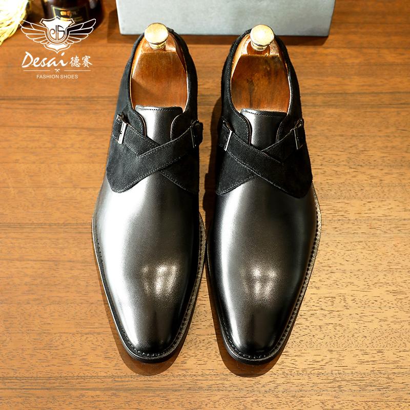 

Desai Leather Shoes Men For Weding Dress Fur Natural And Genuine Material Classic Style Fishon Design 2021 Winter, Black