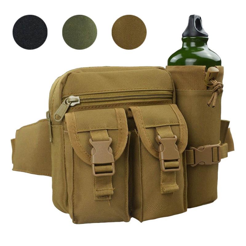 

Tactical Waist Bag Portable Water Bottle Pouch with Belt Running Climbing Bag Kettle for Cycling Hunting Running, Tan
