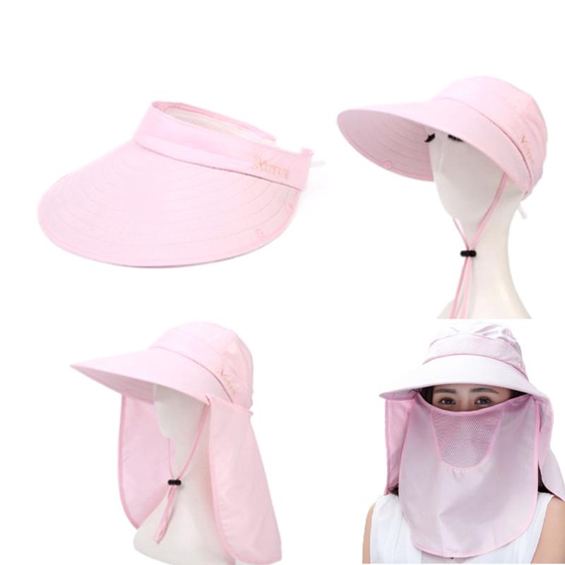 

Female Caps Sun Hats For Women Summer Sun Visor Hat With Big Heads Wide Brim Beach Hat Omnibearing UV Protection, Blue