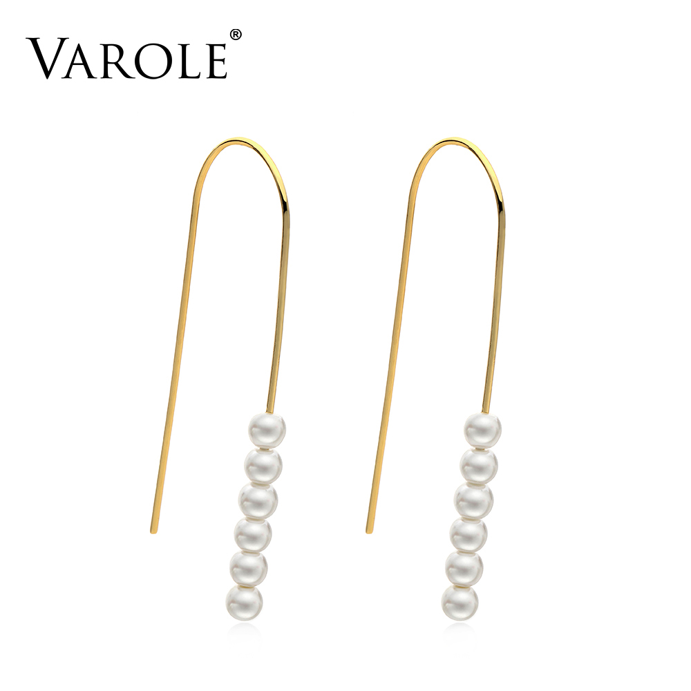 

Pearl Dangle Earrings Gold color Earing Stainless Steel Drop Earrings For Women Long Earring Jewelry Brinco oorbellen