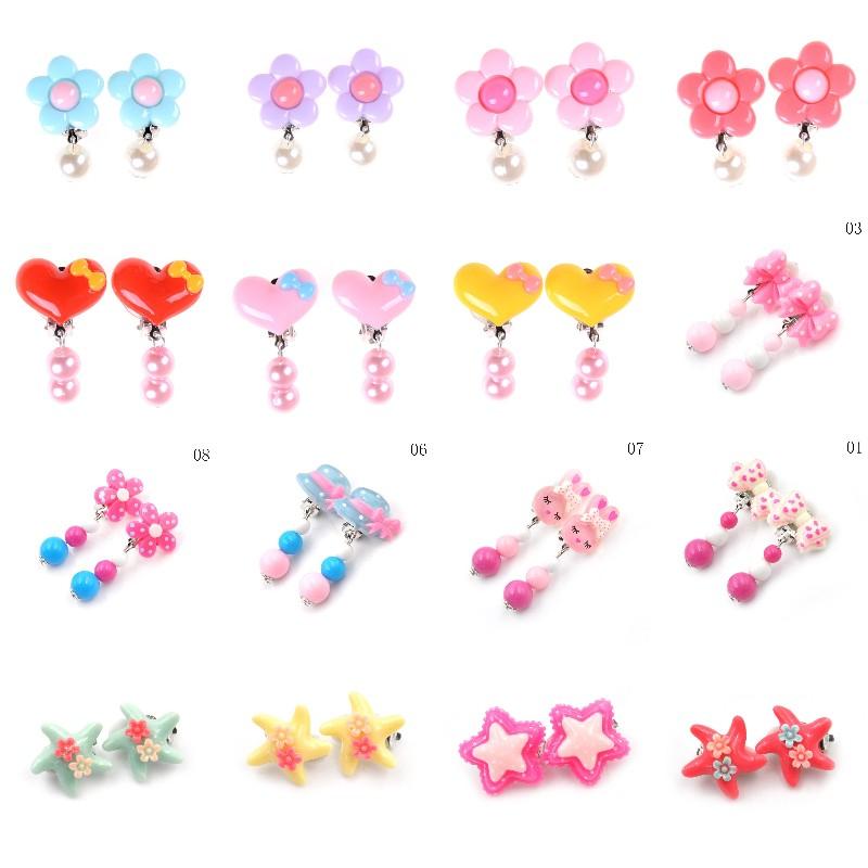 

Stud Mixed Styles Lot Lovely Cartoon Children Jewelry Baby Girl Earrings Kids Ear Clip On Pierced Alloy Painless