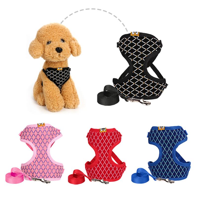 

Breathable Mesh Pet Chest Harness Adjustable Harness And Leash Set Firm And Durable Vest Dog Cat Walking Harnesses Leads