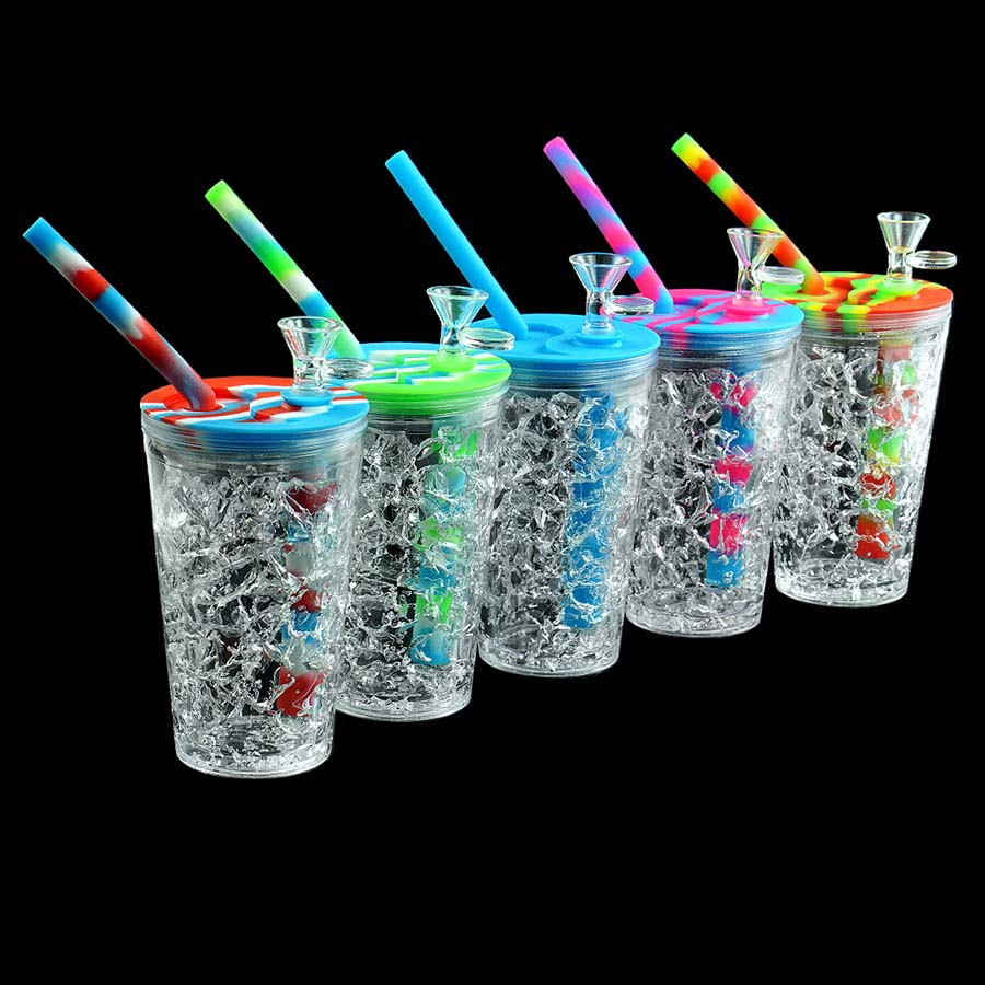 

Plastic cup water pipes smoking bong pipe oil rig bongs 6.1''H multi-colors use for dry herb with glass bowl