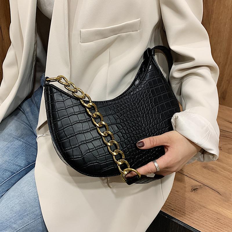 

2021 Vintage Bags Crocodile pattern PU Leather Crossbody Bag for Women 2021 Luxury Winter Brand Shoulder Bags and Purses, Beige