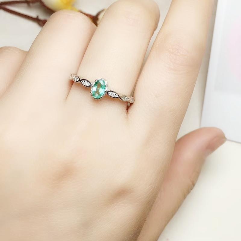 

Cluster Rings Per Jewelry Natural Real Sapphire Or Ruby Emerald Simple Ring 0.35ct Gemstone 925 Sterling Silver T205110, Golden;silver