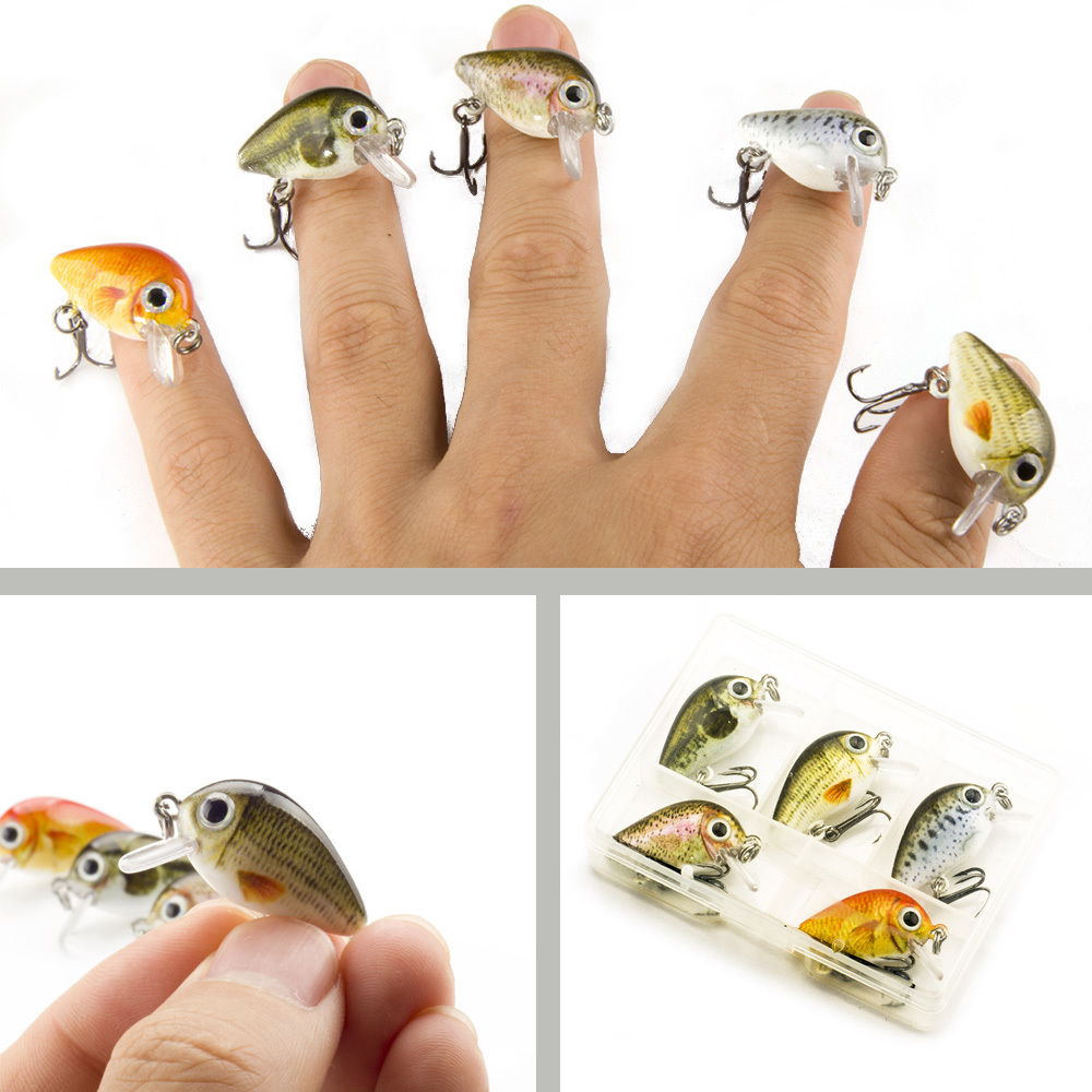 

SEALURER 5PCS/Lot 1.8g 3cm Topwater 0.1-0.5m Wobbler Japan Mini Crankbait 5Baits with Plastic Box Fly Fishing Lure Crazy Wobbler Q0107