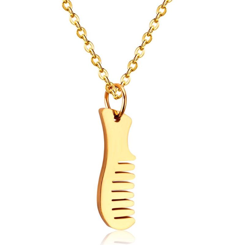 

LUXUKISSKIDS Hip-hop Comb Type Pendant Necklace For Men Women Jewelry Stainless Steel Necklaces Collar Collier Accoessries mujer