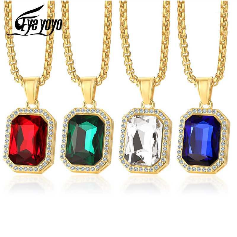 

EyeYoYo Europe and America Street Hip Hop Male Hip Hop Hot Sale Stainless Steel Inlaid Cubic Zirconia Pendant Necklace 4 Colors1