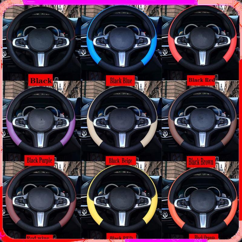 

Steering Wheel Covers Car Cover Non-slip Handle Interior Decorations Pu Leather Protective Auto Accessories Carbon Fibe