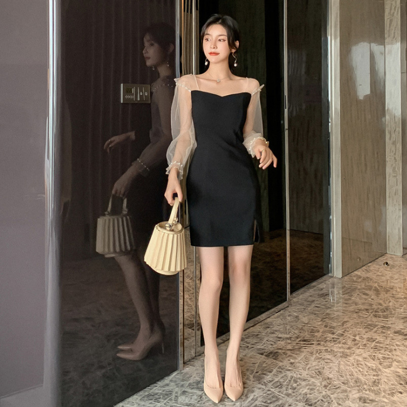 

2021 New Summer sexy female fashion long tight dress fitting SO81, Black
