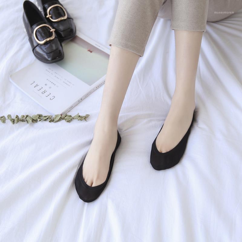 

5 pairs of ice silk ship socks silica gel non-skid ice wire cut invisible socks lady shallow1