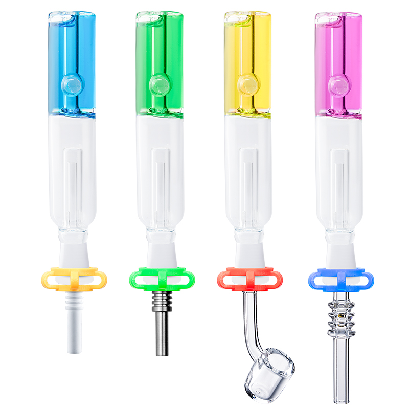 

Love_e_cig NC092 Hookah Smoking Pipes 10mm Titanium Ceramic Nail Clip Colored Cooling Oil Inside Water Perc Dab Rig Glass Water Bong Bubbler Pipe