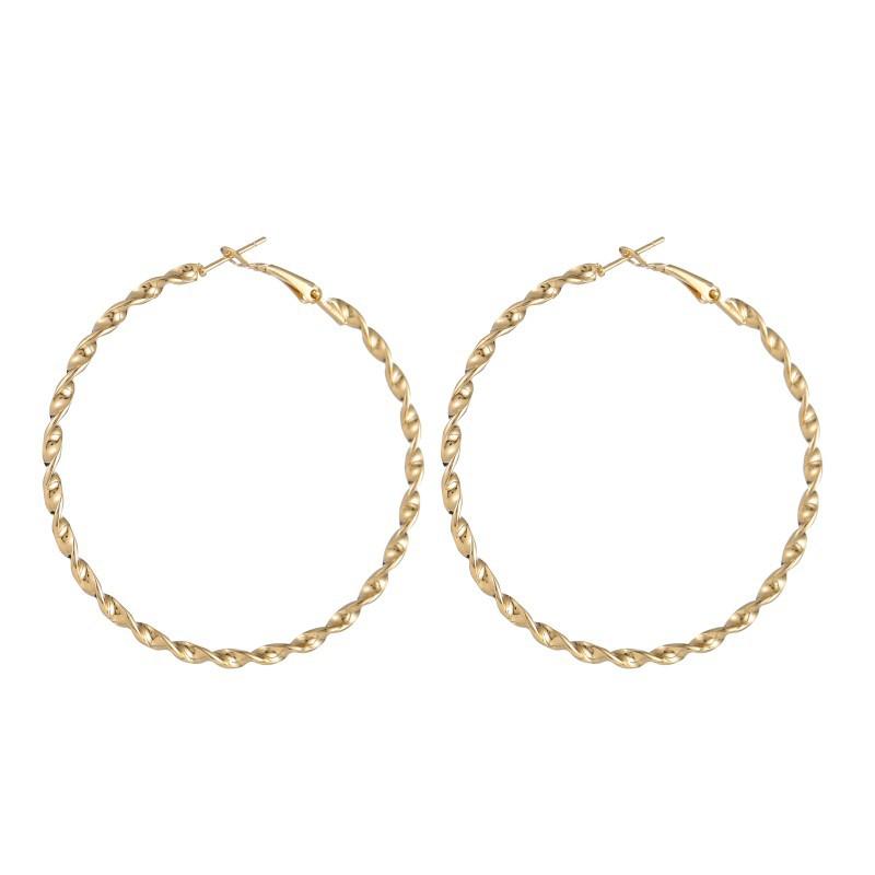 

Fashion Wave Round Hoop Earrings Personality Exaggerated Punk Rock for Women Gold Color Large Circle Earrings Party Jewelry