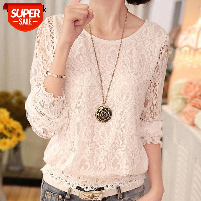 

Autumn New Long Sleeve Shirt Women O-neck Pullover Lace White Blouse Women Fashion Hollow Out Floral Blouses Blusas 51C 30 #iC4W