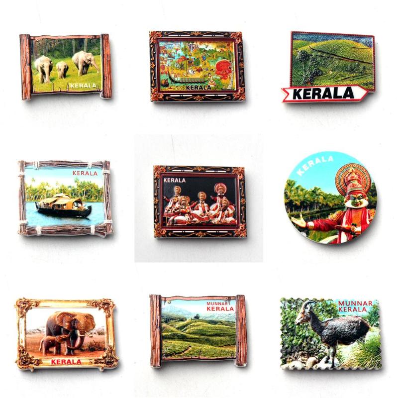 

Resin Fridge Magnet Kerala India Travel Souvenir Refrigerator Magnetic Sticker Craft Home Decor Souvenir