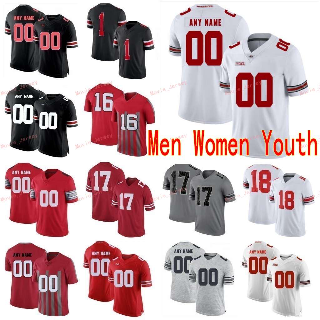 

Stitched Custom 80 CJ Saunders 88 Jeremy Ruckert 9 Johnny Utah 97 Joey Nick Bosa Ohio State Buckeyes College Men Women Youth Jersey, Womens black