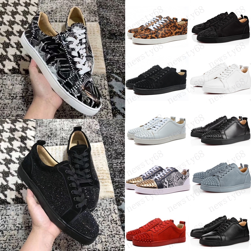 

2021 hot mens red bottoms shoes spike suede leather men women flat fashion casual shoes party lovers sneakers 36-47 with BOX, Shoelace