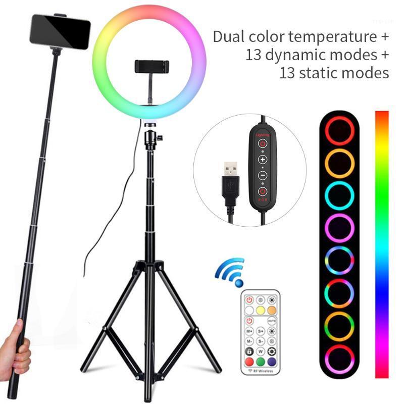 

26cm RGB LED Selfie Ring Light With Tripod Stand Remote Control Ringlight Color Photography Lamp For Makeup Youtube VK Tik Tok1