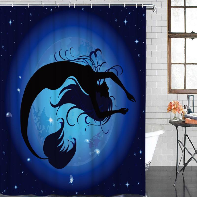 

Eco-Friendly Shower Curtain Fantasy Blue Printed Bathroom Decor Waterproof Fabric Bath1 Curtains