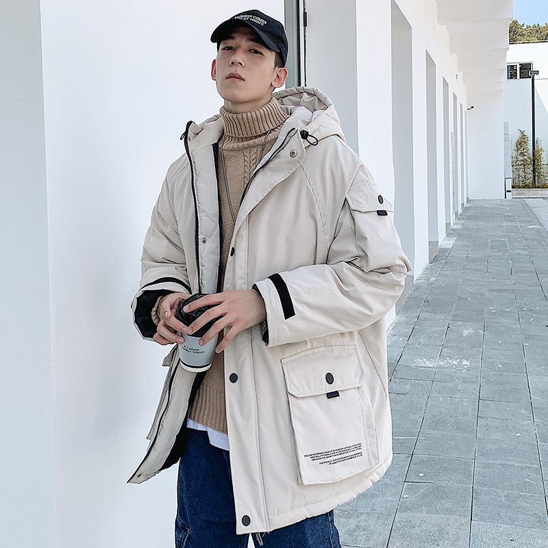 

2020 Winter fashions with hoodie warm man parka streetwear hip hop loose jacket, Yellow