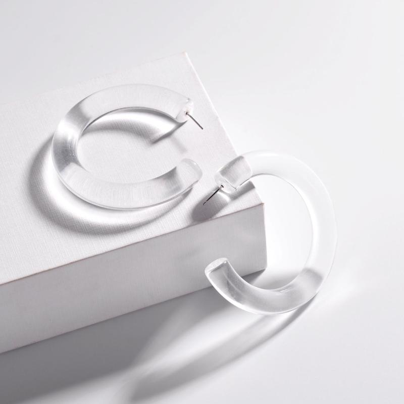 

New Korean Large Statement Drop Earrings For Women Girls Transparent Fluorescent Color Round Circle Resin Earrings Party Jewelry