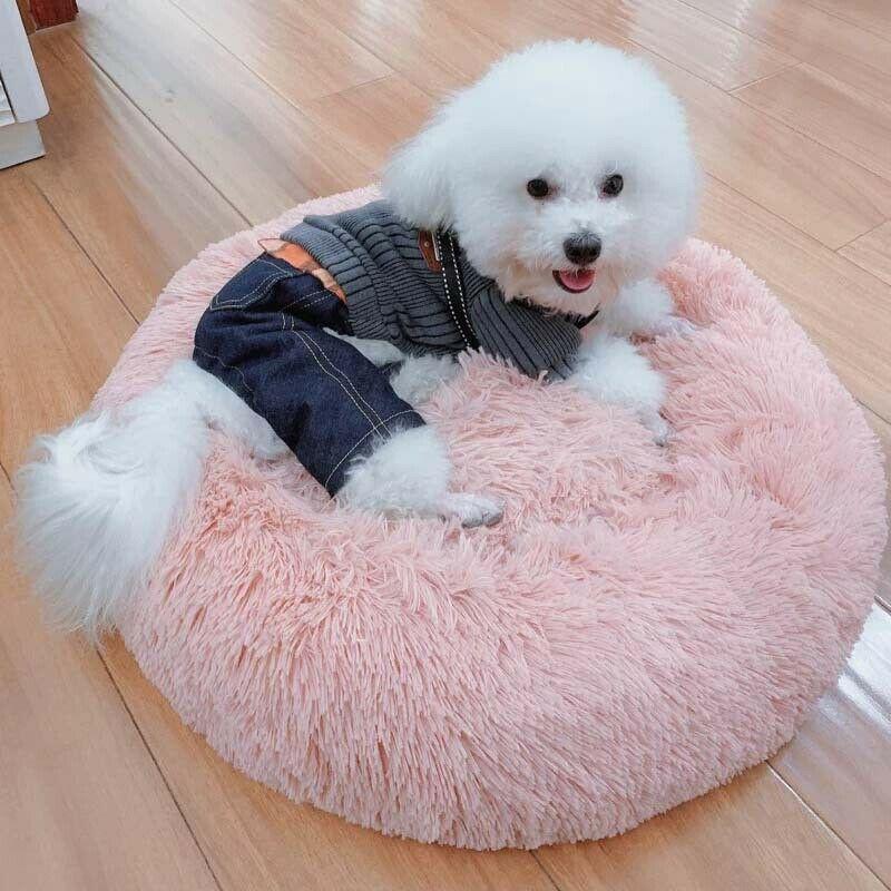 

Comfortable Soft Plush Pet Calming Dog Cat Round Nest Sleeping Small Warm Bed