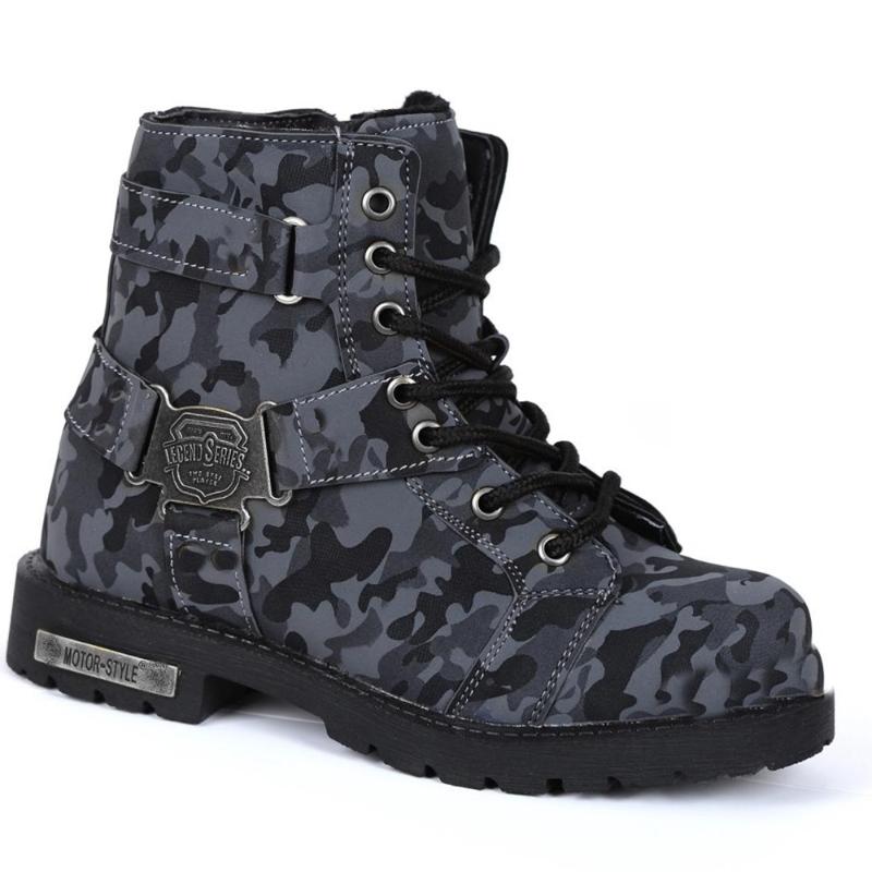 

027 Model Boy Shearling Winter Bor Gray Camouflage Patterned, Dark grey
