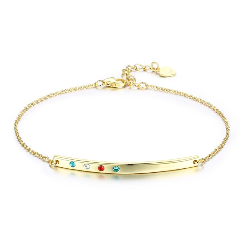 

V1021 18K Gold Plated Colorful Zirconia Stone Bracelets For Women Link Bracelet Fashion Wedding Jewelry Friend Gift