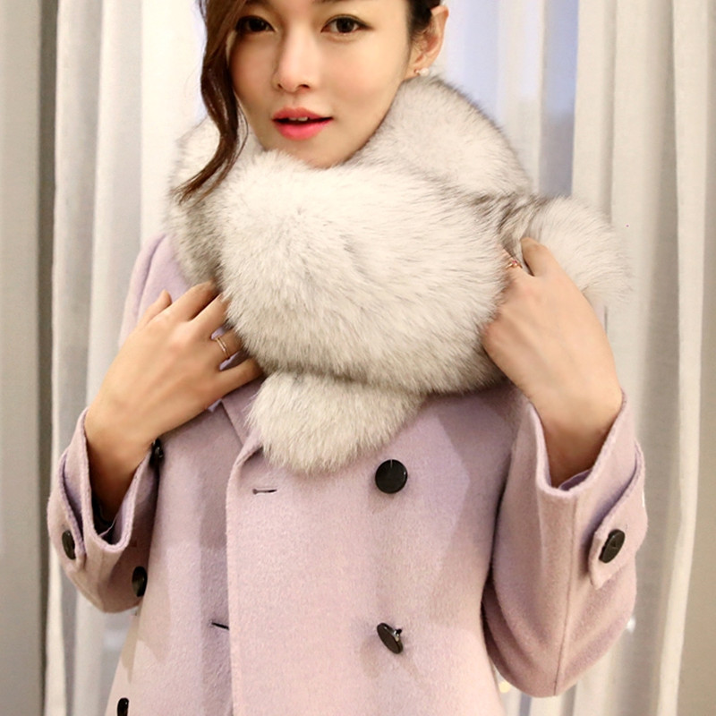 

2020 fashion fur scarf, collar really female fox skin scarf long winter