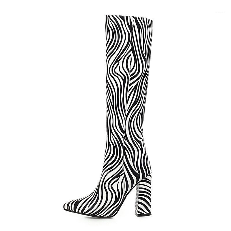

Fanyuan Women Knee Boots Sexy Print High Heel Winter Shoes Woman Party Long Boot Office Lady New Fashion Footwear Size 36-431, White