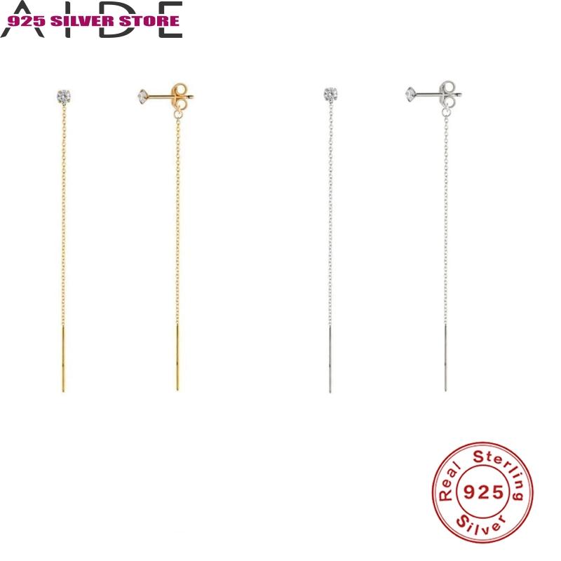 

Hoop & Huggie Aide 1 Pair Earrings 925 Sterling Silver Broncos Chain Crystal Drop Earring Stands For Women Boucle D'oreille Femme Jewelrry