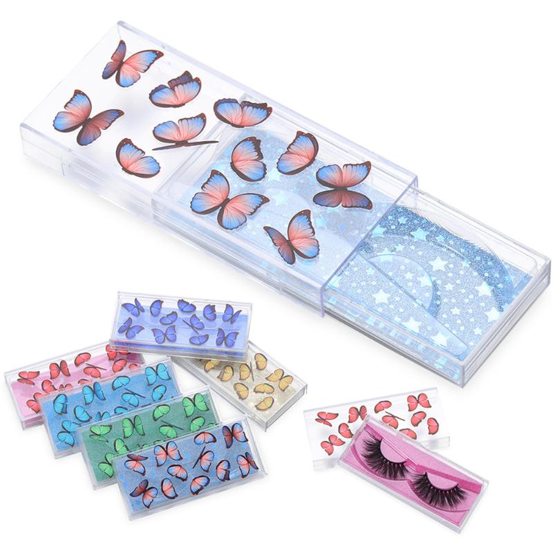 

1Pcs Clear Plastic Eyelashes Case with Inside Tray 3D Butterfly Design Fashion Eyelashes Packaging Mink Hair Empty Lash Boxes