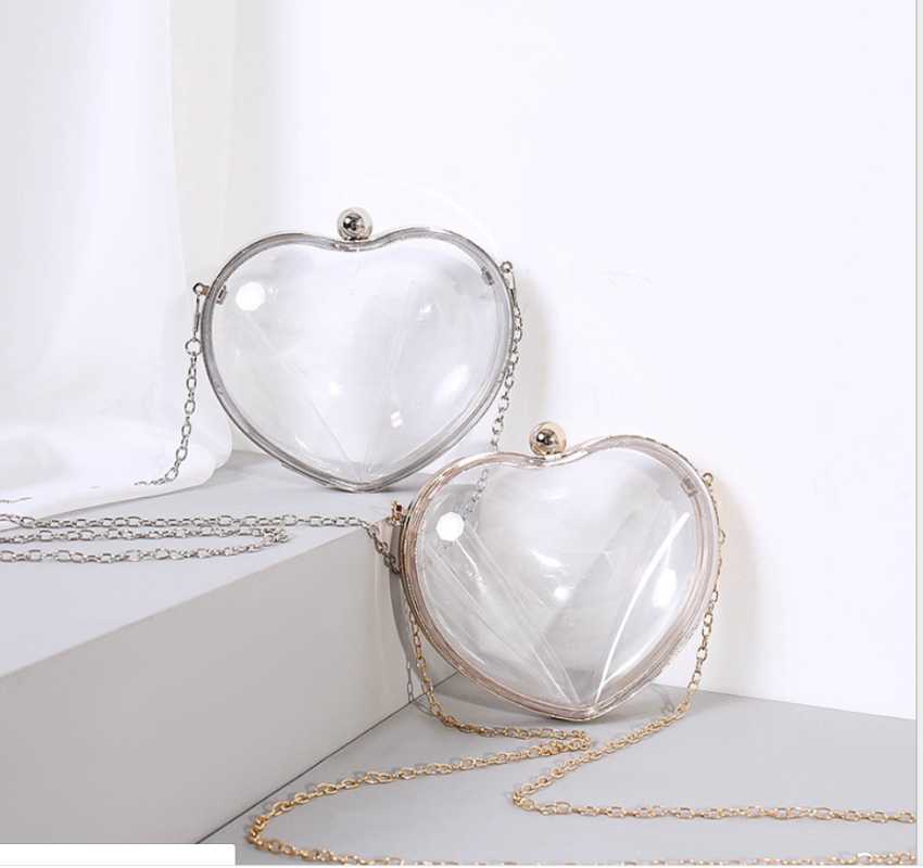 

XIYUAN New Acrylic Fashion Mini Transparent Love Heart Bag Handbags Heart-shaped dinner bag evening women cross body bags, Color same picture