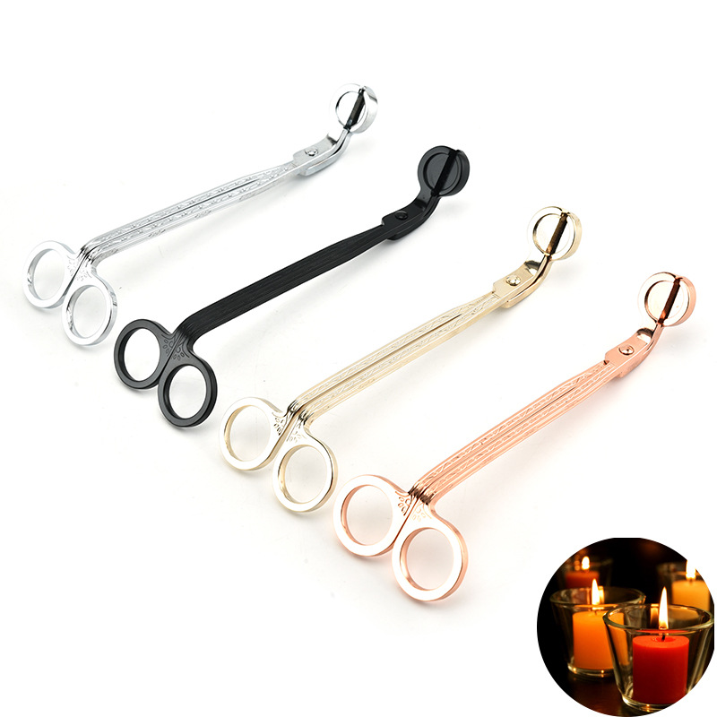 

Stainless Steel Snuffers Candle Wick Trimmer Rose Gold Candle Texture Scissors Cutter Candle Wick Trimmer Oil Lamp Trim scissor Cutter