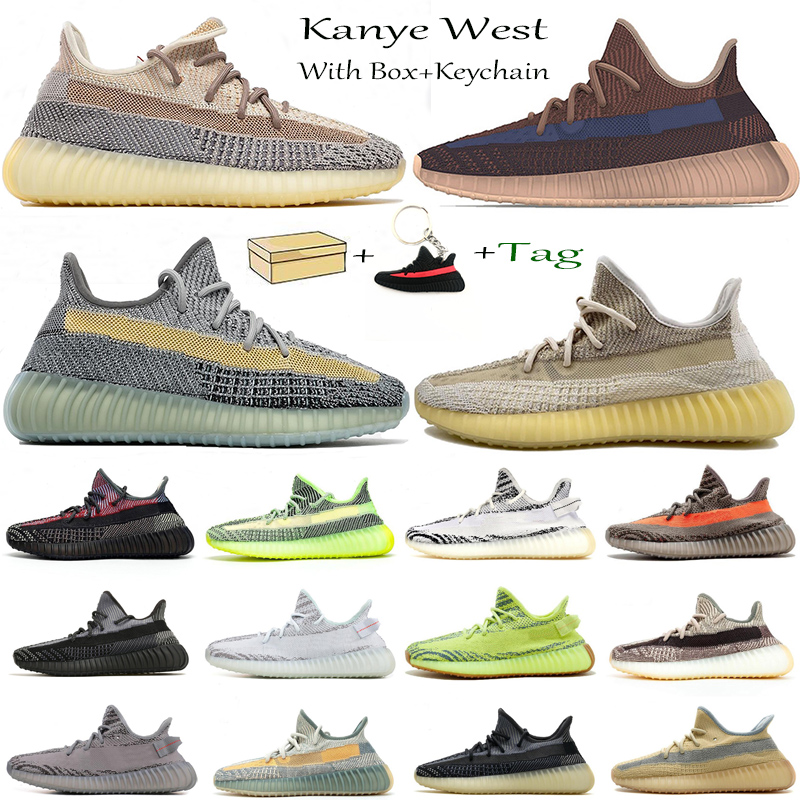 Grosse taille 13 avec boîte FADE FADE Carbon Cendres Bleu Perle Kanye West V2 Chaussures de course Triple Noir Blanc Blanc Hommes Femmes Formatri