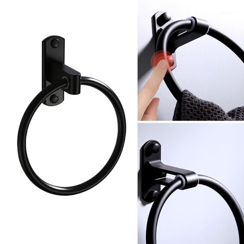 

1PC Punch Free Towel Rack Holder Round Ring Hanging Rack Space Aluminum Material Towel Ring for Home Bathroom1, As picture