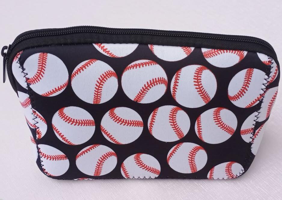 

Neoprene Cosmetic Bag Waterproof Makeup Bags Floral Baseball Plaid Print Handbag Totes Travel Toiletry Portable Storage Bag Coin Purse, Customize