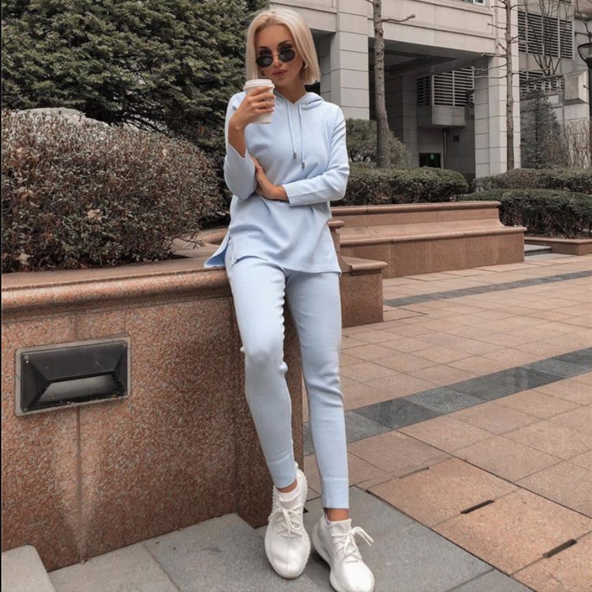 

2020 tencel silk bling warm suit with hood knitted shirt + shinny glitter leisure pants of two parts wj2418, Purple