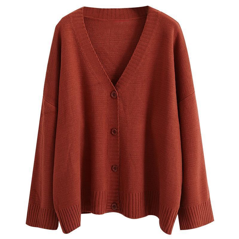 

2020 new autumn wear Korean style loose medium length knitted cardigan women's sweater coat women, Beige