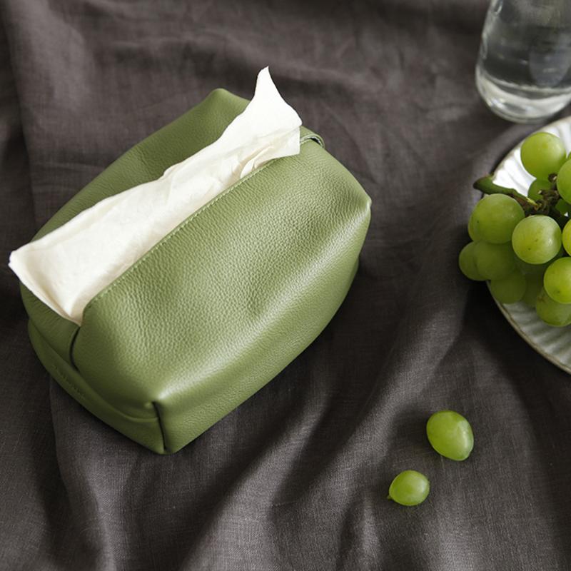 

Tissue Case Genuine Leather Bag Home Hotel Paper Holder Office Car Leather Container Organizer Box Rectangle Storage Bag, Black