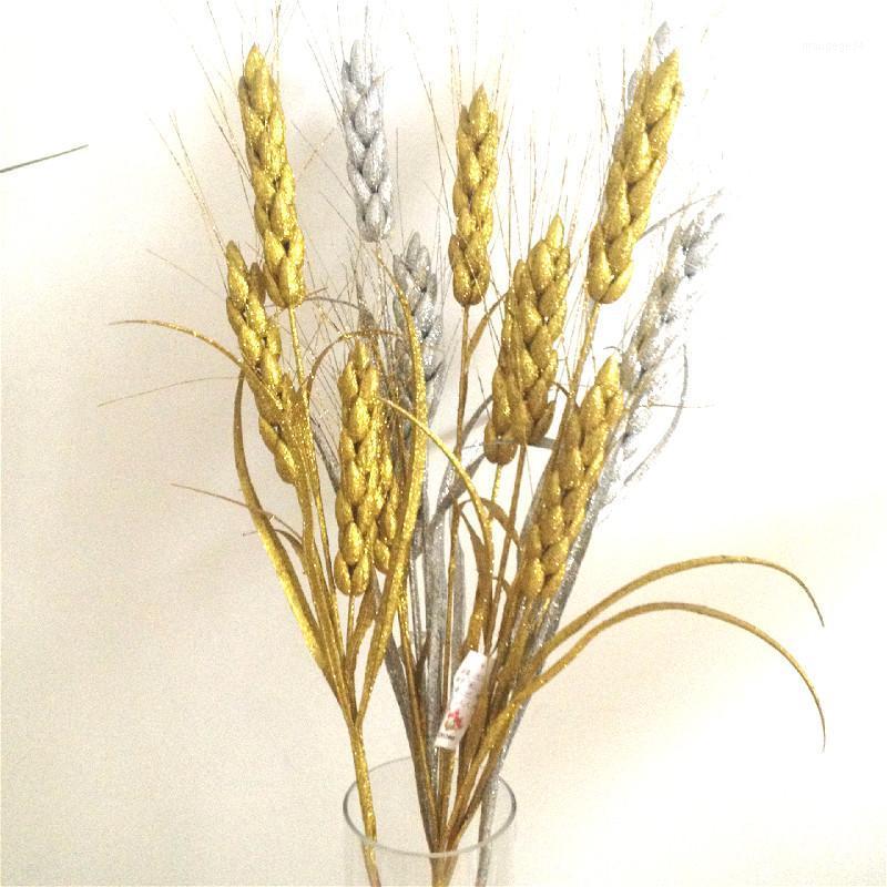 

12pcs Glitter Artificial flower Wheat ear 75cm Christmas ornaments Glitter Bling Artificial plant gilded for home decoration1, Silver