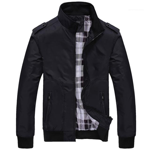 

New Fashion Spring Men's Jackets Solid Coats Male Casual Stand Collar Jacket Outerdoor Overcoat1, Black