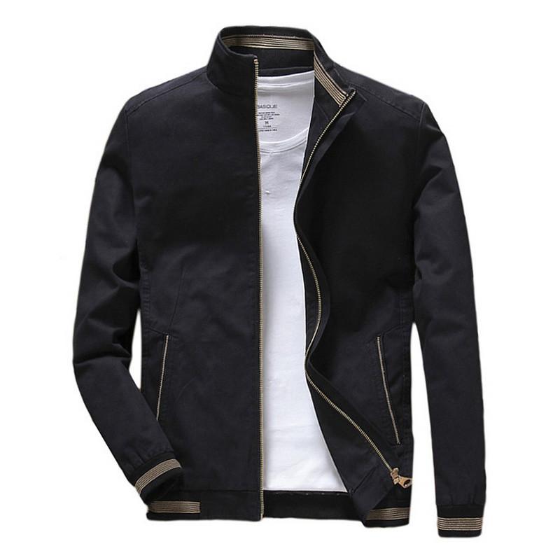 

Men's Jackets Fashion Men Baseball Jacket Autumn Winter Cotton Stand Collar Casual Coat Mens Solid Color Bomber Male Slim Outerwear, Red