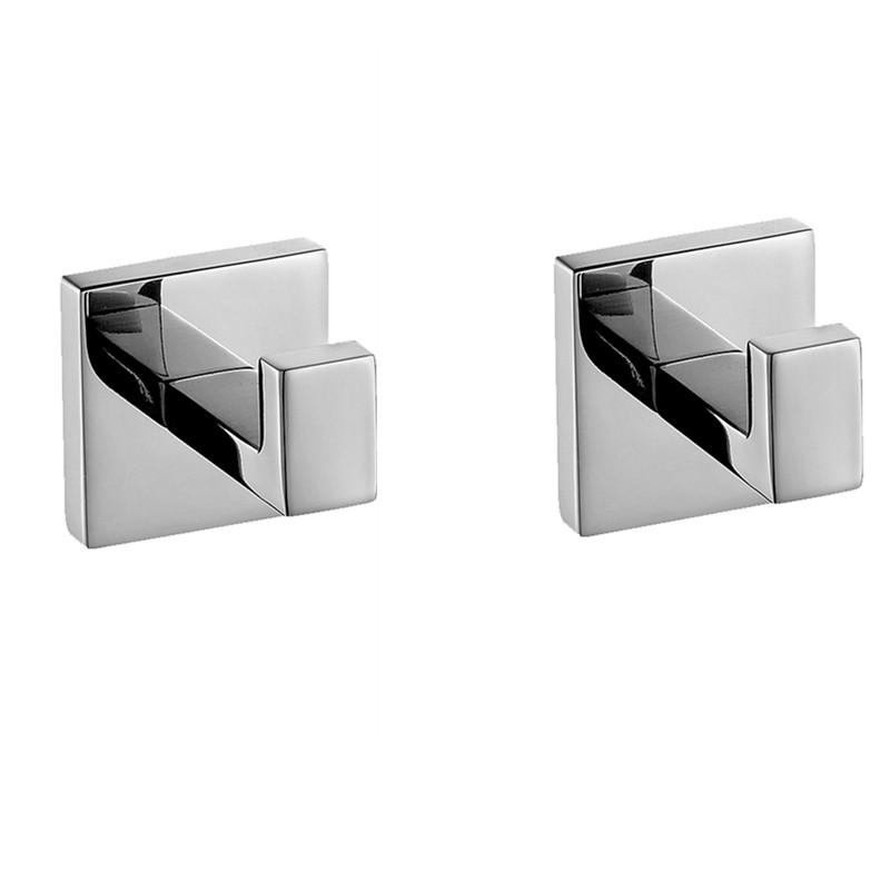 

Modern 304 Stainless Steel Robe Hook 2 Pack Chrome Polished Coat Hook Wall Mounted Bathroom Products Accessories l825
