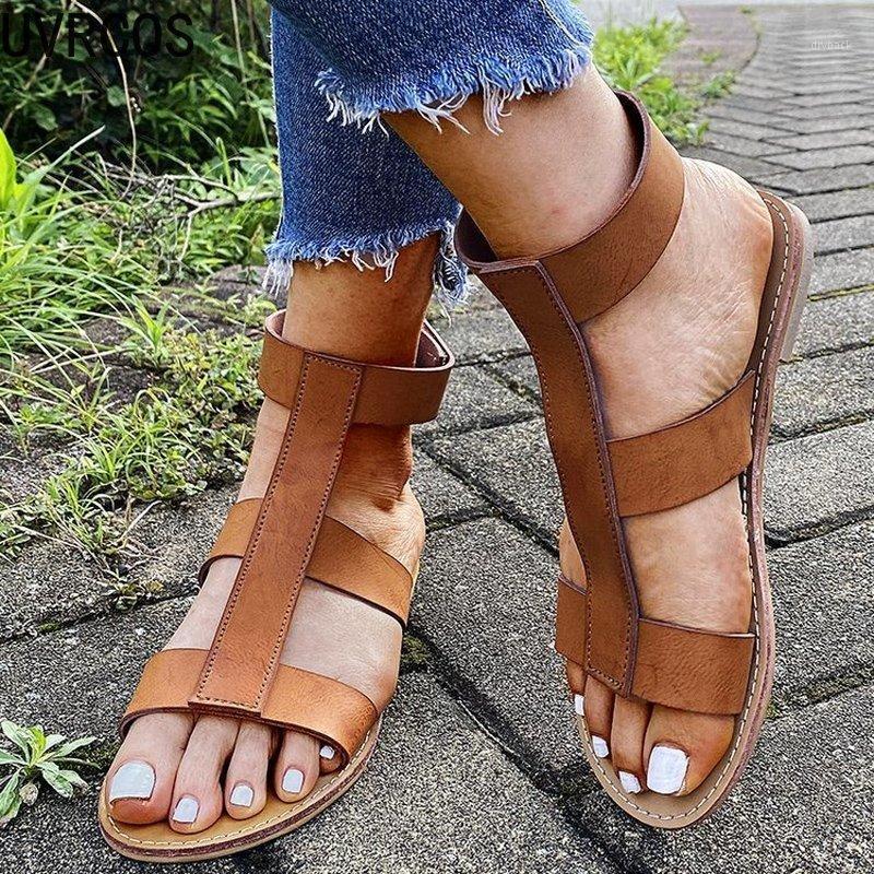 

Ladies Roman Sandals Ladies Open Toe Buckles Ankle Strap Zipper Heel Flat Sandals Casual Fashion Women Shoes 20211, Brown